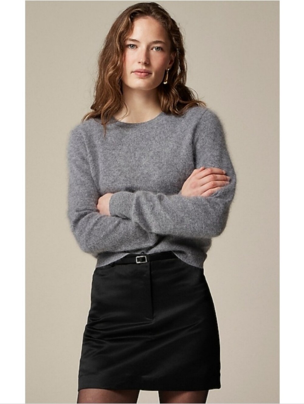 J.Crew Brushed Cashmere Cropped Crewneck Sweater - Picture 1 of 5